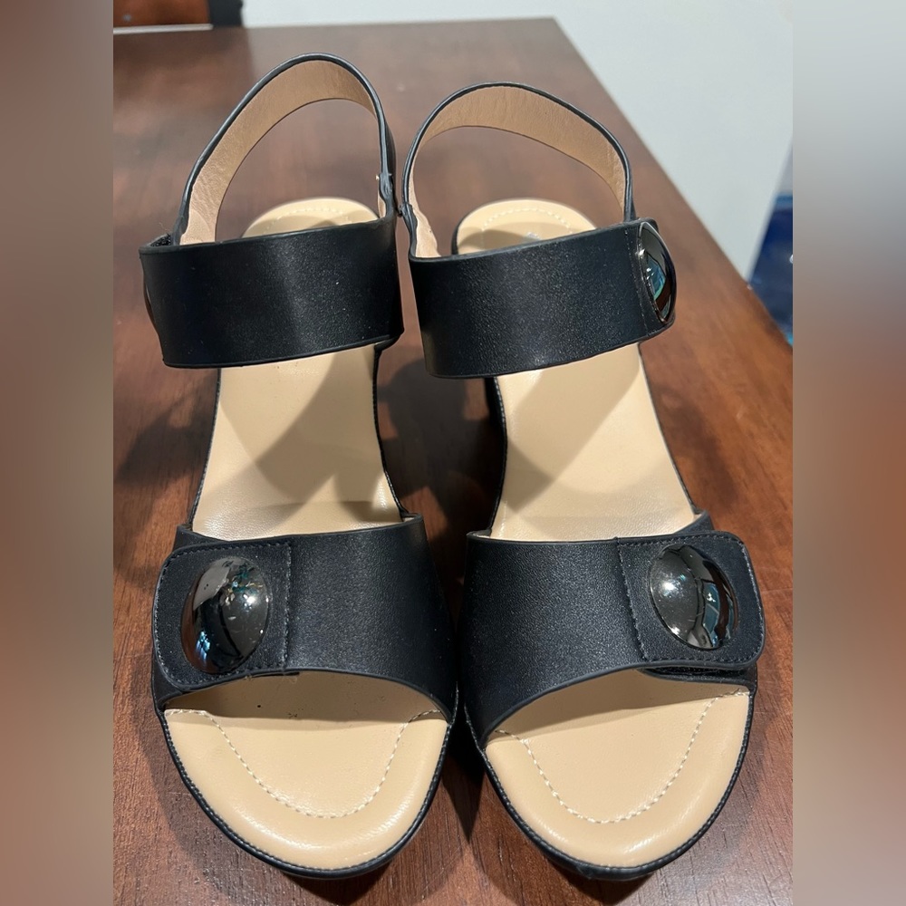 Patrizia by spring step black high heel sandals women size 36